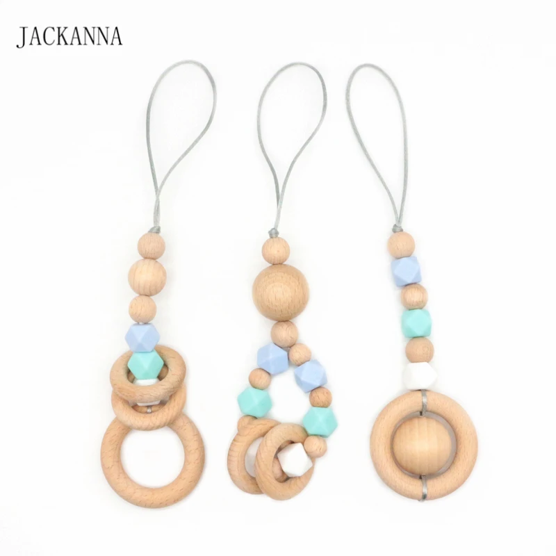

Silicone Beads Baby Play Gym Toy Toddler Hanger Toys Girls Teething Rattle Wooden Teether Baby Pram Sensory Toy Newborn Gifts