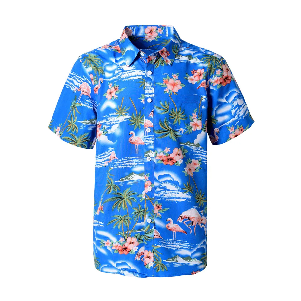 Новинка, Брендовые мужские пляжные Гавайские рубашки с коротким рукавом, летние хлопковые повседневные рубашки с цветочным принтом размера плюс 6XL, модная мужская одежда - Цвет: 1612