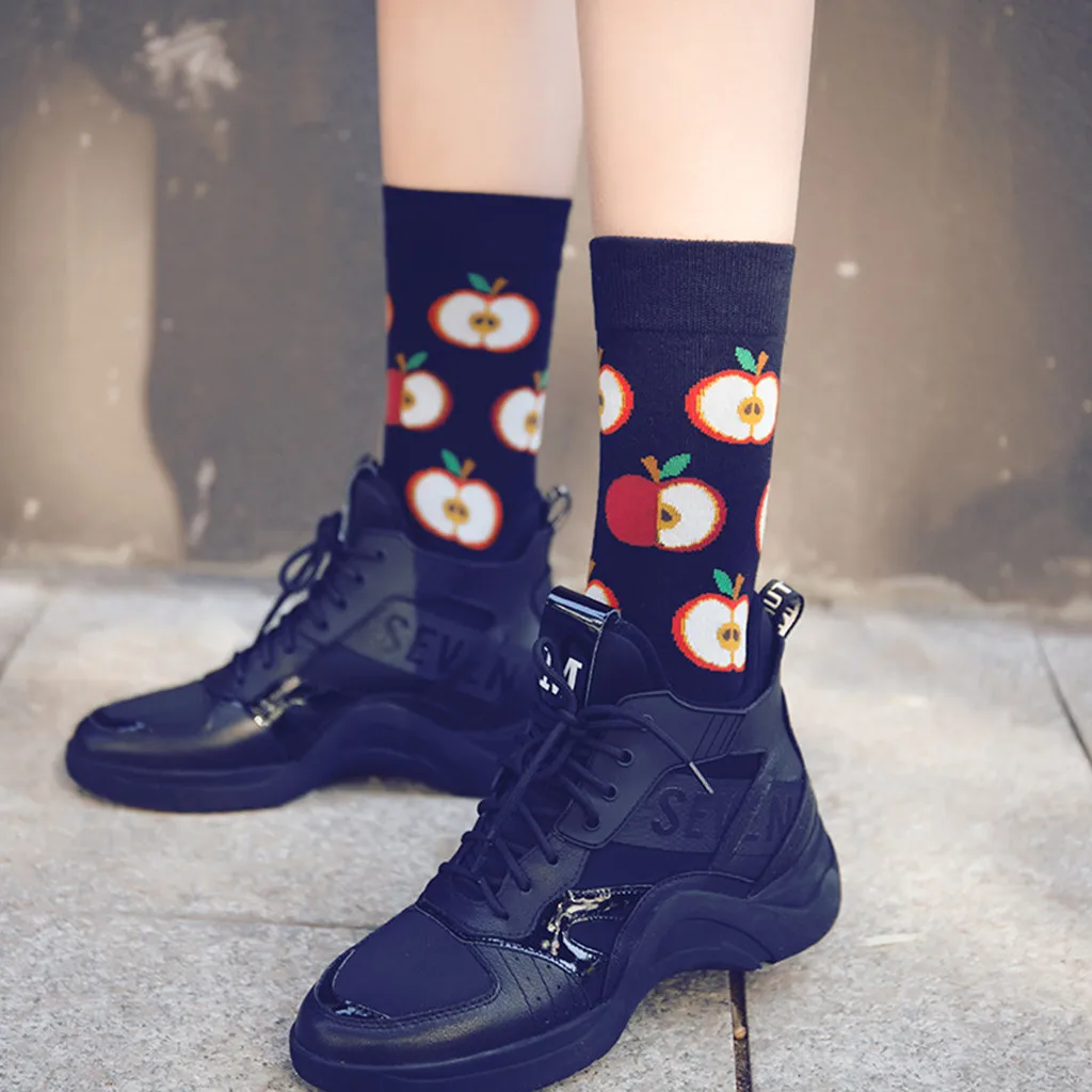 

2019 New Fashion Womens Sock Cotton Color Block Socks Keep Warm Winter Colorful Casual Print Pattern Socks chaussettes femme 50*