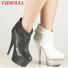 Пикантная удобная матовая обувь на высоком каблуке 15 см с короткой ноге пикантные сапоги классические 6 дюймовые полусапожки обувь на каблуках для клуба женские размера
