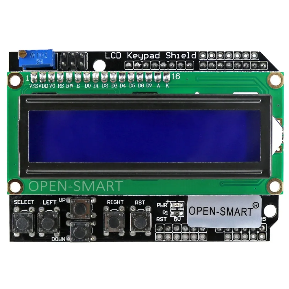White Backlight Blue LCD 1602 Keypad Shield 1602 Display LCD Expansion ...