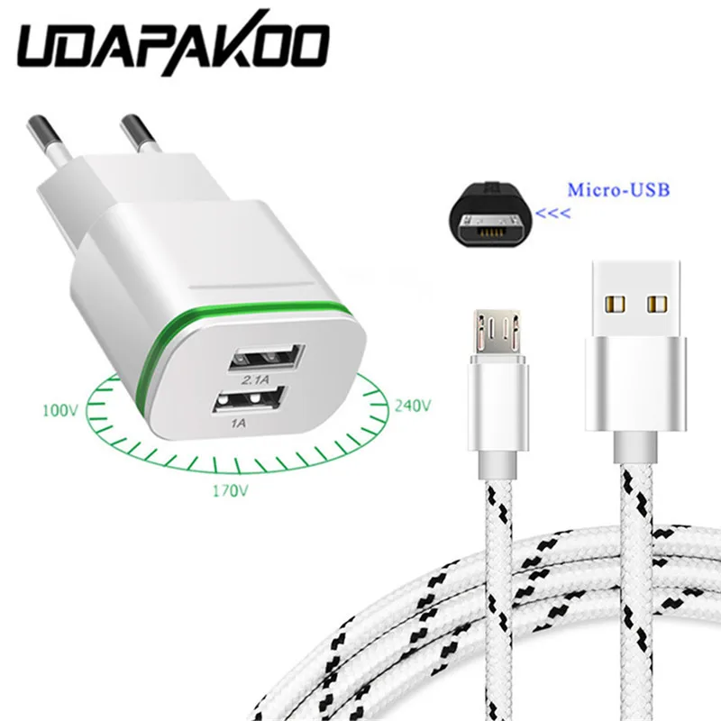 Быстрое зарядное устройство с 2 USB-портами м провод Micro USB для Samsung galaxy s4 j5 j7 Neo 2016 LG L90