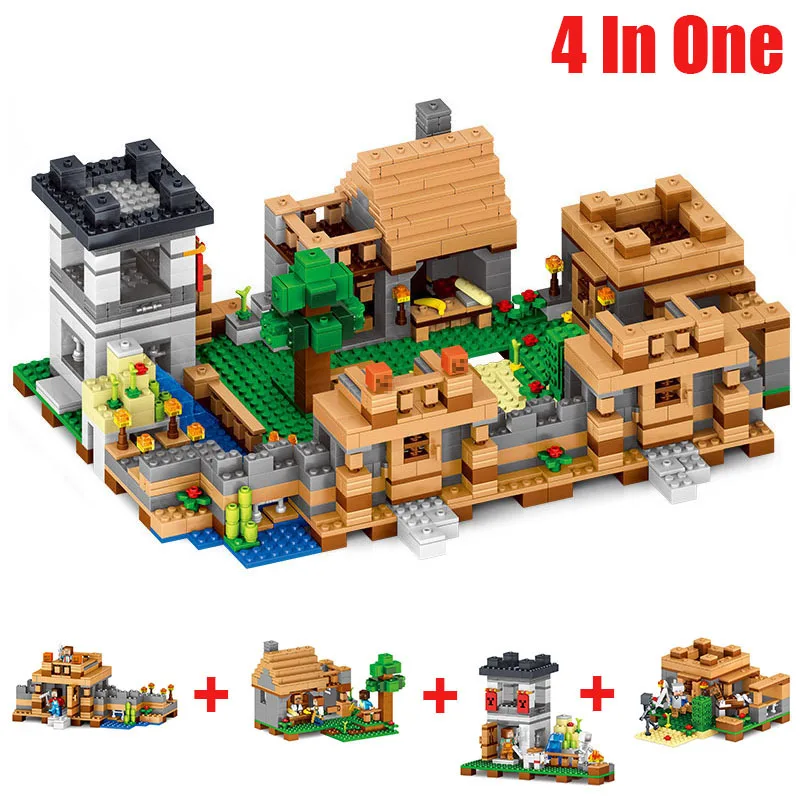 

Minecraft Toy Action Figures 4 In 1 My World Neverland Ranch Minecraft Model Building Blocks Plastic Toy For Children #EE