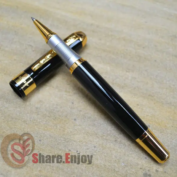 JINHAO 250 ROLLER BALL PEN BLACK GOLDEN SMOOTH new free shipping 