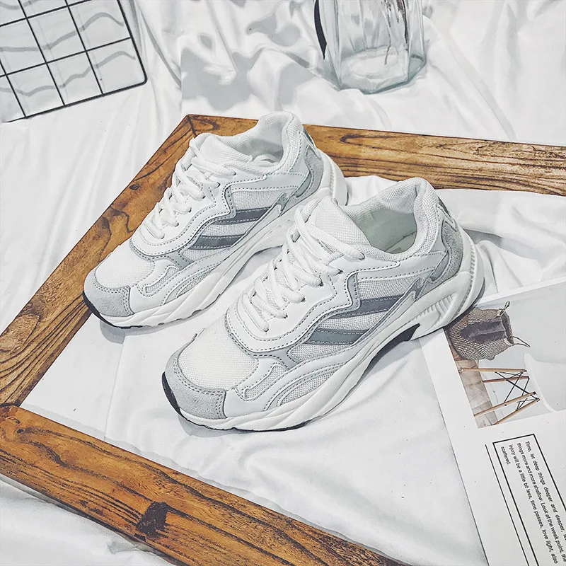 

INS Fashion Women Shoes 2019 Autumn New Breathable Mesh Ladies Casual Sneakers Lace-up Mixed Colors Trend Leisure Comfortable