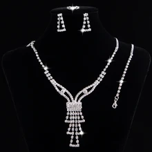 Лидер продаж ожерелье браслет из серьги 4 комплект ювелирных изделий для девочек Блестящий банкетный костюм аксессуар
