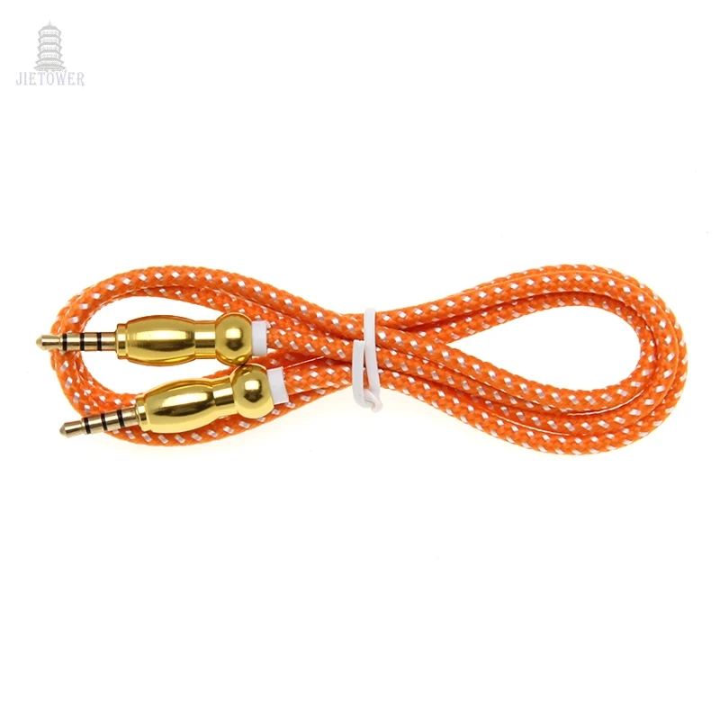 100pcs lot Braided Metal Gourd Head AUX Car Audio Cable 3 5mm Car Audio Male to Male Audio Cable for Headphones iPhones iPads
