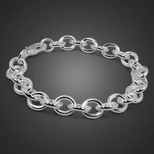 Нейтральный браслет из стерлингового серебра 925 пробы, простой стильный мужской браслет-цепочка, цельное серебряное ювелирное изделие, подарок на день рождения