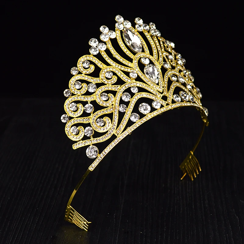 Винтажное золото серебро бронза корона со стразами украшения для волос королева свадьба тиара невесты украшения для волос для свадьбы аксессуары для волос