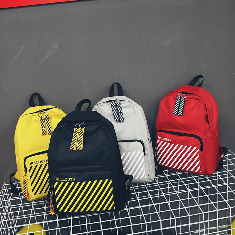 

Korean Simple Fashion Casual Schoolbag Stripe Contrast Men Women Backpack Trend Travel Bags Four Colors Roomy Canvas Backpacks
