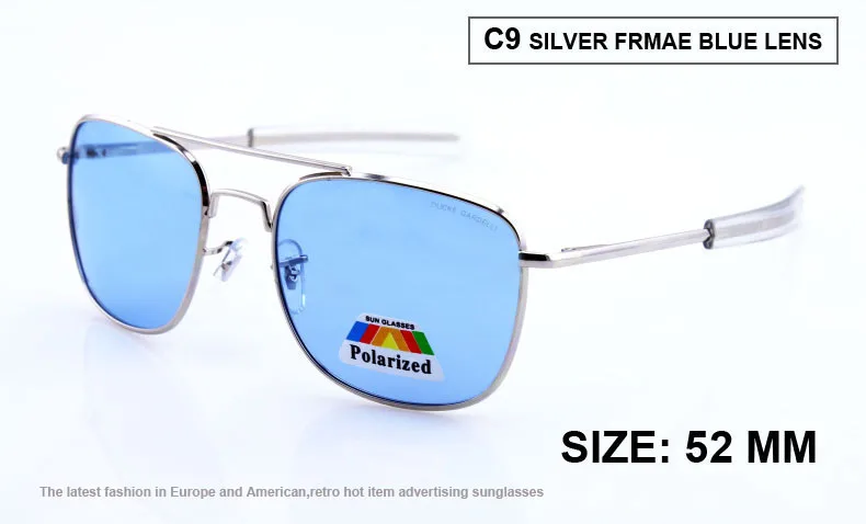 Модные солнцезащитные очки для мужчин, военные, ao, поляризованные солнцезащитные очки, сплав, очки для вождения, 57 мм, 52 мм, армейские мужские солнцезащитные очки, oculos lunetes