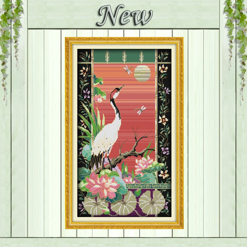 Crane mascots animal bird painting home Decor Counted Print on canvas DMC 11CT 14CT Cross Stitch kits Sets embroidery Needlework | Дом и сад