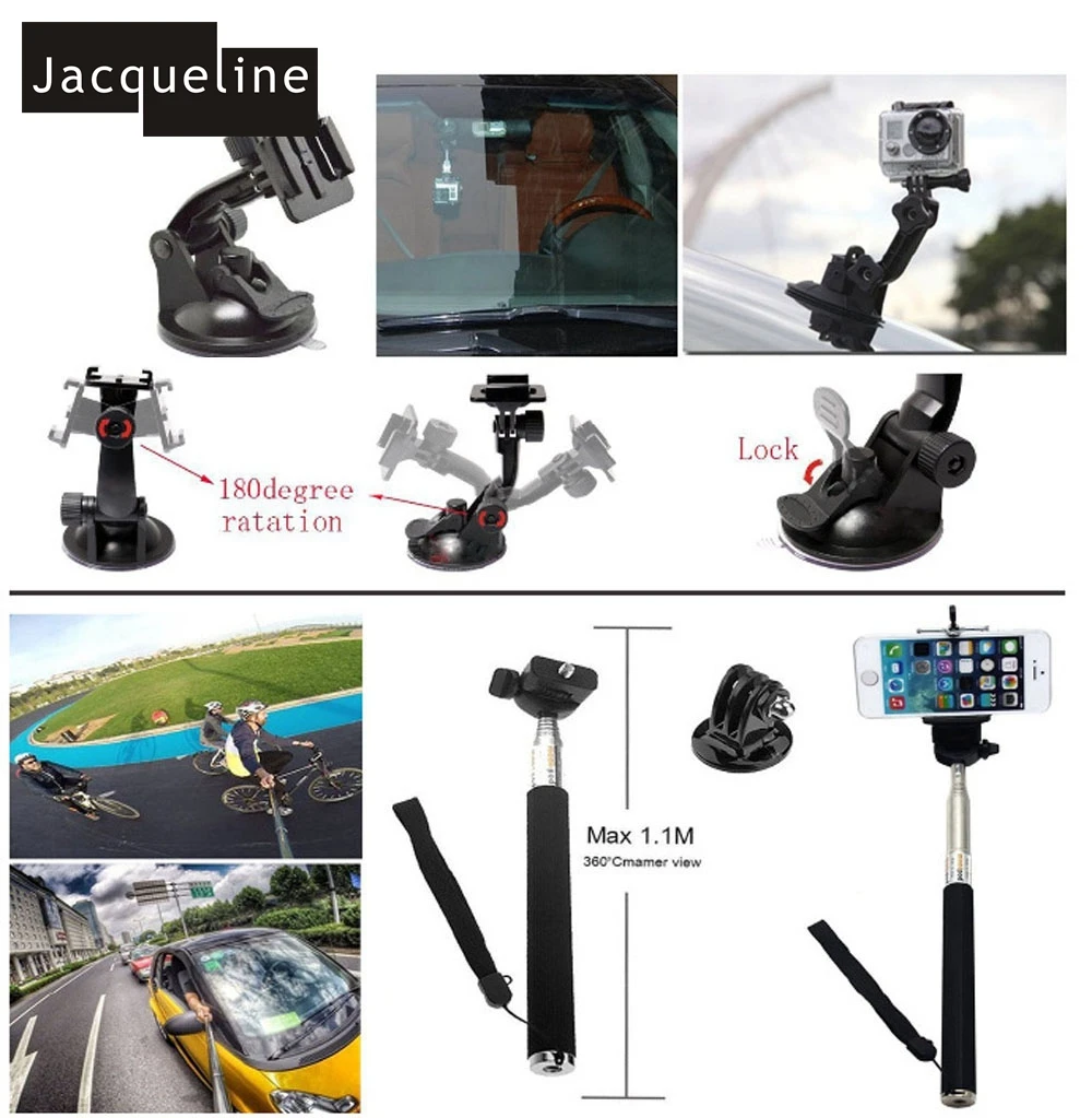 Жаклин для аксессуаров и принадлежностей для GoPro Hero 5/черный/серебристый 4/3+/3/2 для спортивной экшн-камеры SJCAM SJ7000 для eken H9R H9 для SOOCOO