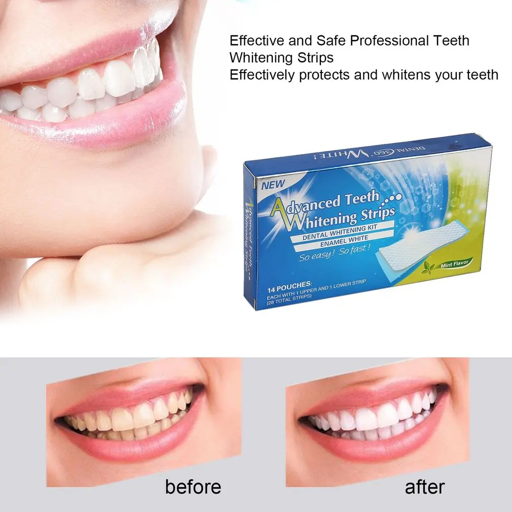 

14 pair Dental Materials Teeth Whitening Paste White Effects Dental Whitestrips Advanced Teeth Whitening Strips