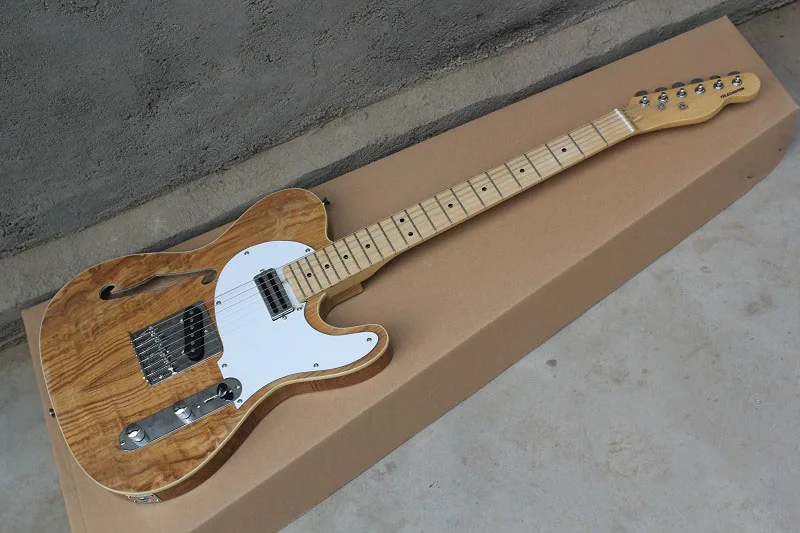 

musical Instruments Factory custom Nature Wood Maple top TL Semi Hollow Guitar F Hole Jazz telecaster Electric Guitar 412