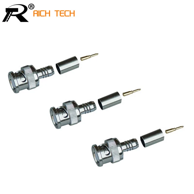

SUPER QUALITY 3PCS/LOT BNC MALE CRIMP TYPE CONNECTOR FOR CCTV SYSTEM BNC FEMALE JACK COUPLER CONNECTOR RG58/RG59/RG6