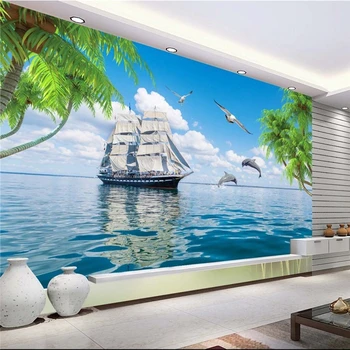 

beibehang Custom wallpaper murals of any size clear water rippling crystal clear sea smooth sailing wall papel de parede