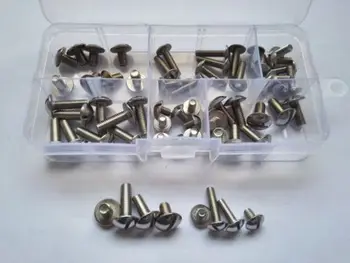 

60PCS M4 M5 Slotted Socket Round Flat Head Screw Cross Bolt Bolts Assortment Set
