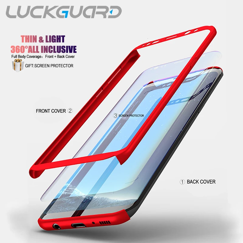 

LuckGuard 360 Degree Full Cover Case For Samsung Galaxy S9 Plus Shockproof Cases For Samsung S8 Plus NOTE 8 S7 Edge Screen Film