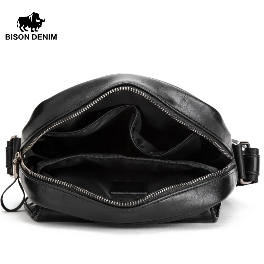 BISON DENIM модная мужская сумка из искусственной кожи, мужские маленькие сумки через плечо, повседневные мужские сумки-мессенджеры