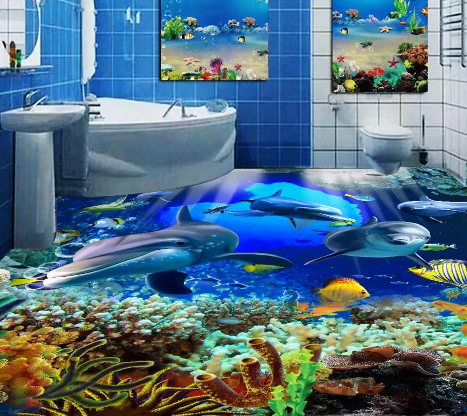 

Customized 3d floor ocean World wallpaper pvc flooring roll custom 3d floor tiles for bedding pvc wallpaper luxus