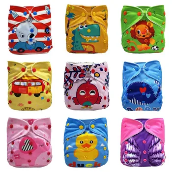

New Cartoon Animal Printed Newborn Baby Cloth Diaper Cover Waterproof Breathable Washable Nappy Soft Adjustable Diapers