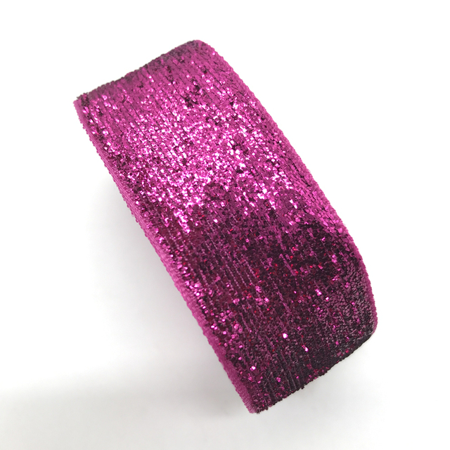 1Inch 25mm Glitter Velvet Ribbon Headband Clips Bow Wedding Christmas Decoration Pick Colors
