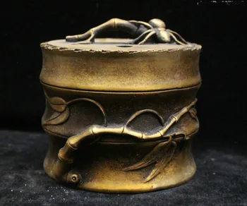 

Chinese Palace Bronze Spider Wealth Bamboo Statue Incense Burner Censer Marked