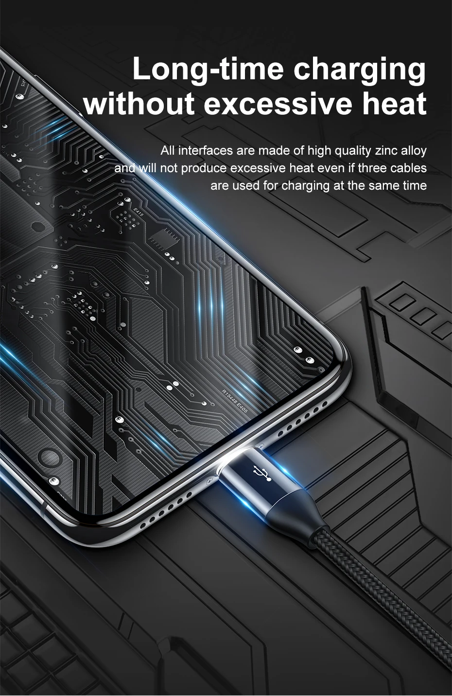 Baseus магнитный автомобильный кабель для хранения 3 в 1 USB кабель для iPhone зарядный кабель с освещением Micro usb type C кабель для xiaomi