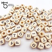 10 мм свободные Смешанные Буквы кубические деревянные бусины Diy аксессуары для ювелирных изделий Алфавит Perles натуральный разделитель деревянные бусины W303