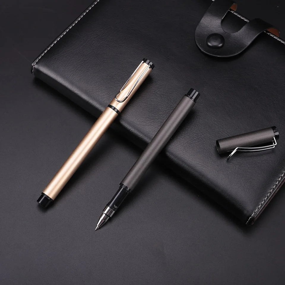 

2Pcs/lot Superior Quality Metal Gel Pens Black Ink 0.5mm Good Writing Gel ink Pen School office supplies Promotional Neutral Pen