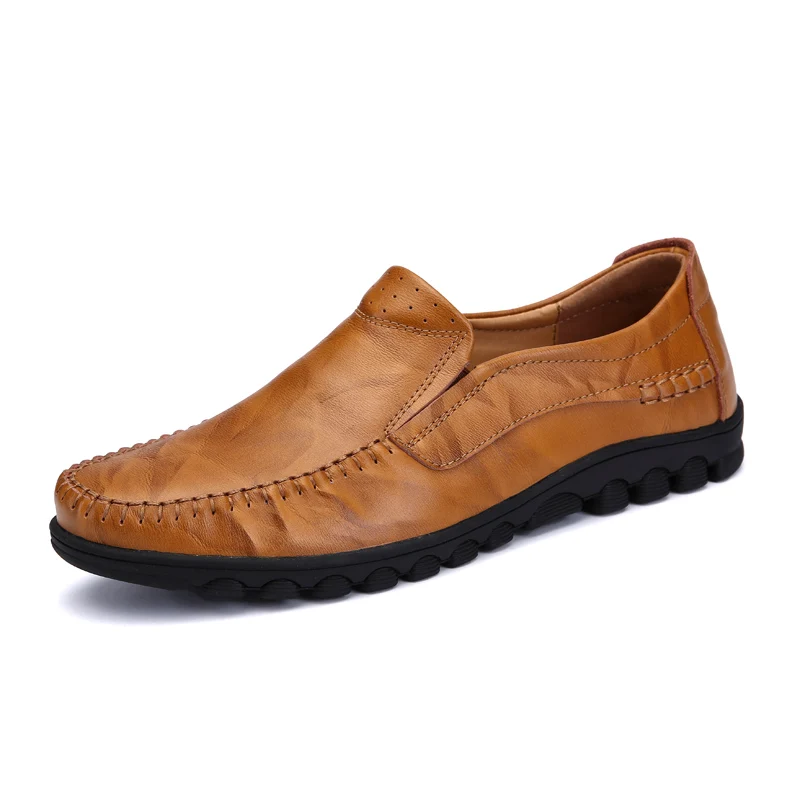 JKPUDUN/Мужская обувь из натуральной кожи в британском стиле; Роскошные брендовые черные мужские лоферы; мокасины в итальянском стиле; дизайнерская повседневная мужская обувь - Цвет: brown