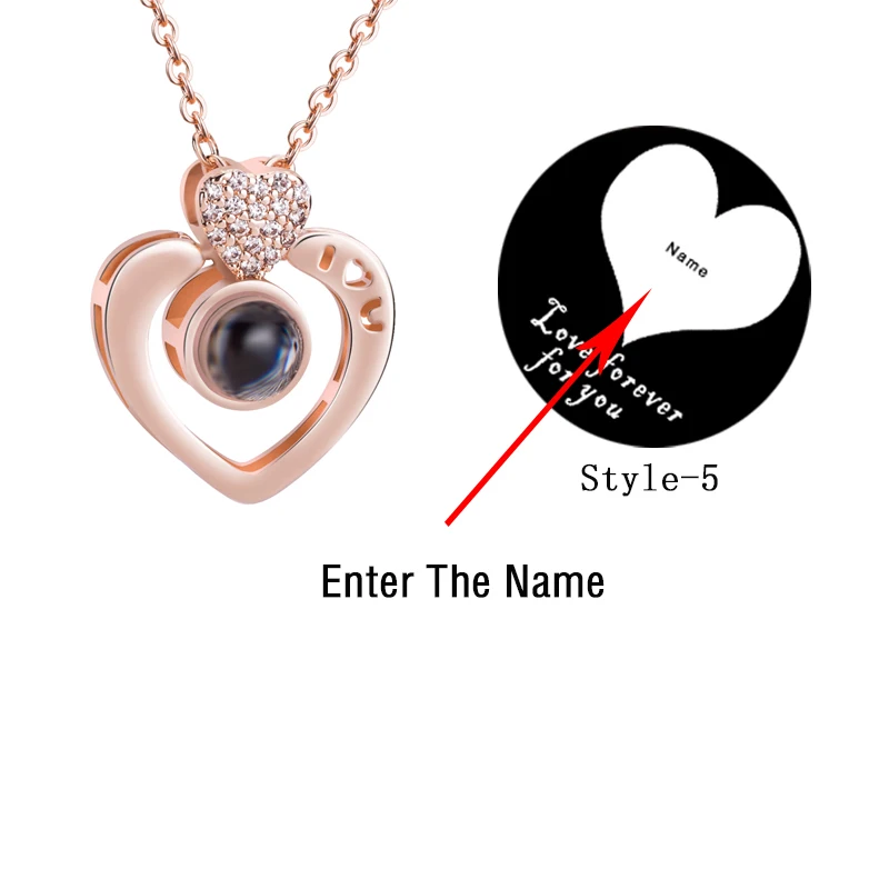 Индивидуальное именное ожерелье на 100 языках I love you сердце гравировка кулон ожерелье память свадебный подарок - Окраска металла: style 5