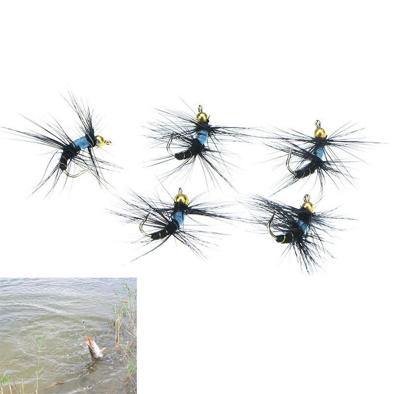 

5PCS Water Fly Fishing Flies Tail May Fly Nymph Winged May Fly Trout Perch Fresh
