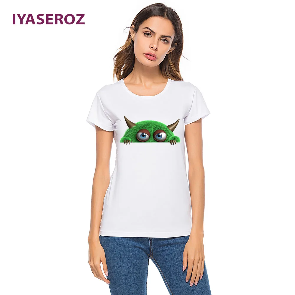 IYASEROZ 2018 Лето Harajuku 3D принт Монстры Майк Для женщин забавные животные с рисунком