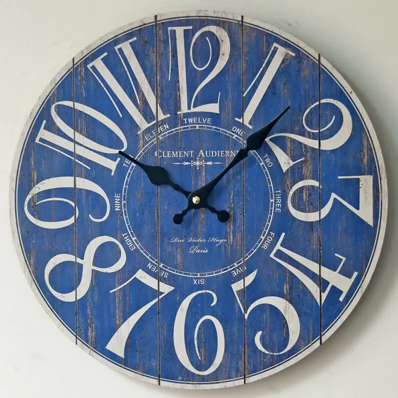 Buy Blue Digital Large Wall Clock Wooden Creative