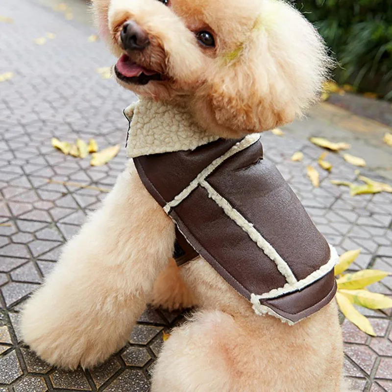 Осень-зима Теплый Собака Водонепроницаемый кожаная одежда Pet Стеганый жилет куртка для маленький средний большой собаки