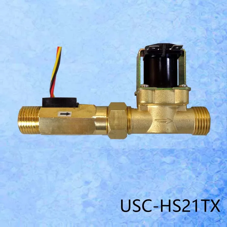 USC-HS21TX BSP G1/" DN15mm турбины Холла Датчик расхода воды 1-30л/мин цифровой расходомер с электромагнитным клапаном Zhongjiang iSentrol