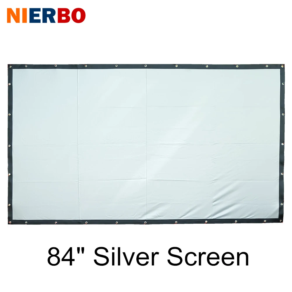 

NIERBO Projector Screen 84 Inches Silver Metallic High Brightness Portable Projection Screen Foldable For Home Theater Business