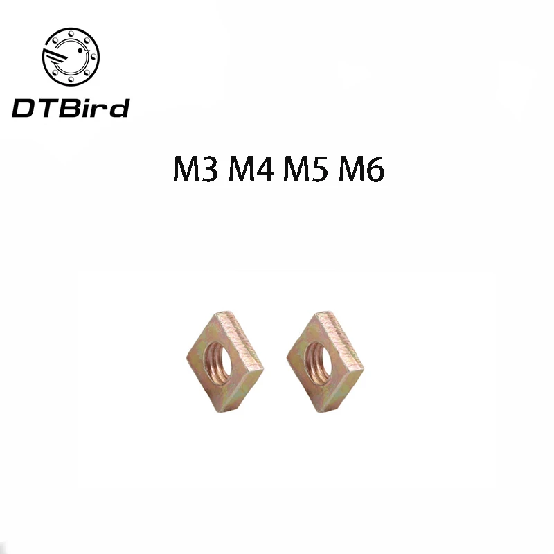 

50Pcs DIN562 M3 M4 M5 M6 Color Zinc Plated Square Nuts Without Bevel Block Square Quadrangle Galvanized Pressed Nuts