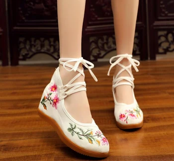 

Embroidered Cloth Shoes National Wind Tendon Bottom Increased Dance Spring and Autumn Women's Shoes