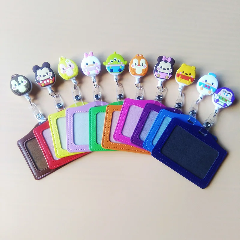 1Pcs Cartoon Bear Retractable Badge Reel Student Nurse Horizontal type Exihibiton ID Name Card Badge Holder Stretched 60 cm