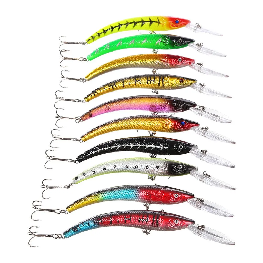 

1Pcs 15.3g 15.5cm artificial bait sea fishing lure long cocking mouth Bending body lures bait Minnow hard 3D eyes fishing bait