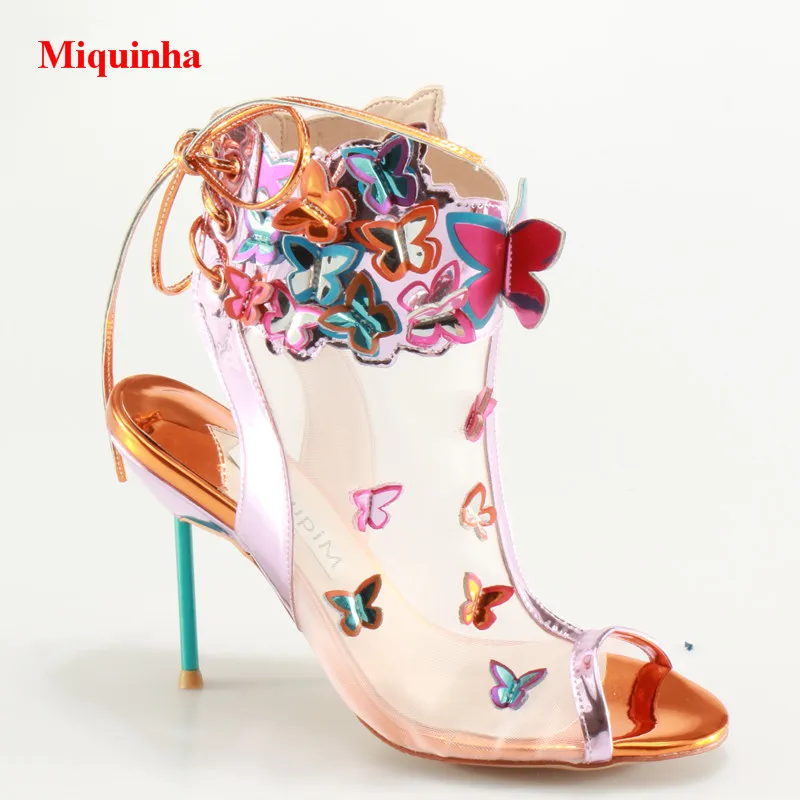 Mujeres Las Heel Peep Encaje Casuales Mariposa Sandalias Appliques Slingback Thin Mesh 2018 Air Toe Hasta Verano Zapatos UwnXqtOUzP
