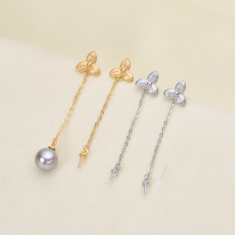 

S925 Sterling Silver Pearl Earrings Fashion Beautiful Earrings Findings Settings Jewelry Parts Fittings Women's Accessories