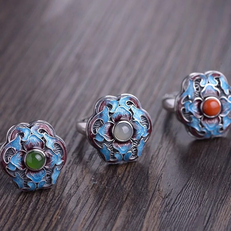 

2019 Anel Feminino Resto Ancient Ways Is Technology Female Fashion Burn Lanfugui Flower Inlaid Stone Ring Thai Wholesale