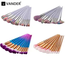 Vander 7/10pcs Pro Makeup Cosmetic Rainbow Makeup Brushes Concealer Foundation Powder Eyeshadow Kits Puff Kabuki Blusher