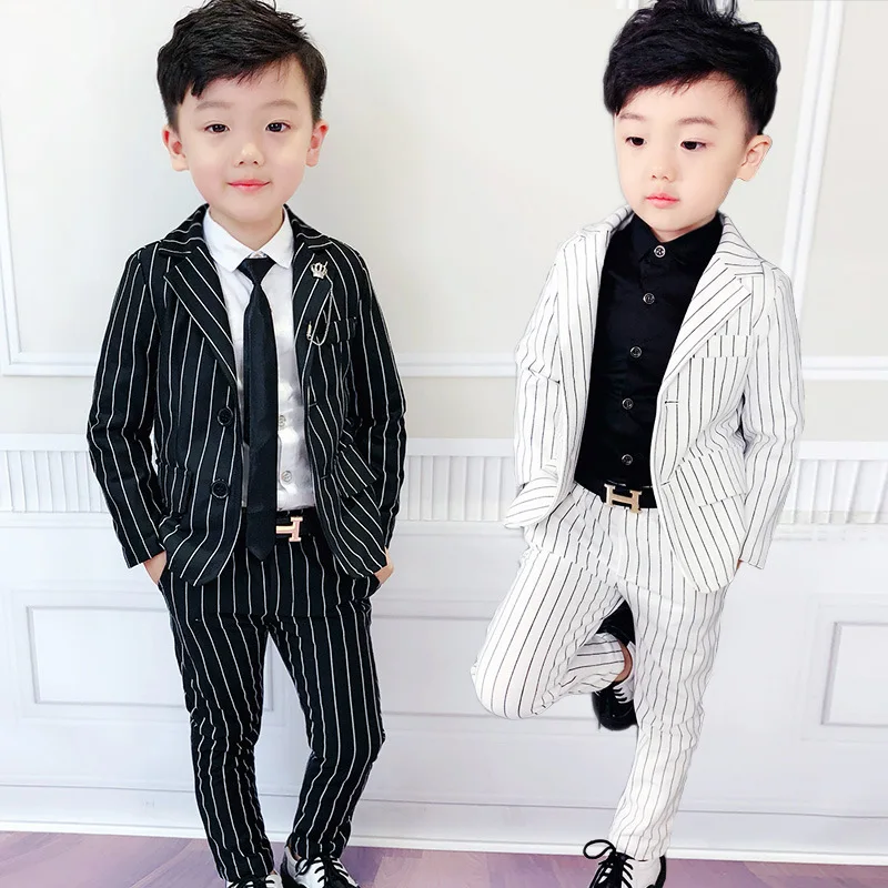 

Children Striped Suit Two-piece Leisure Dress Suit Suits British Wind Piano Costumes Suit Baby Boy