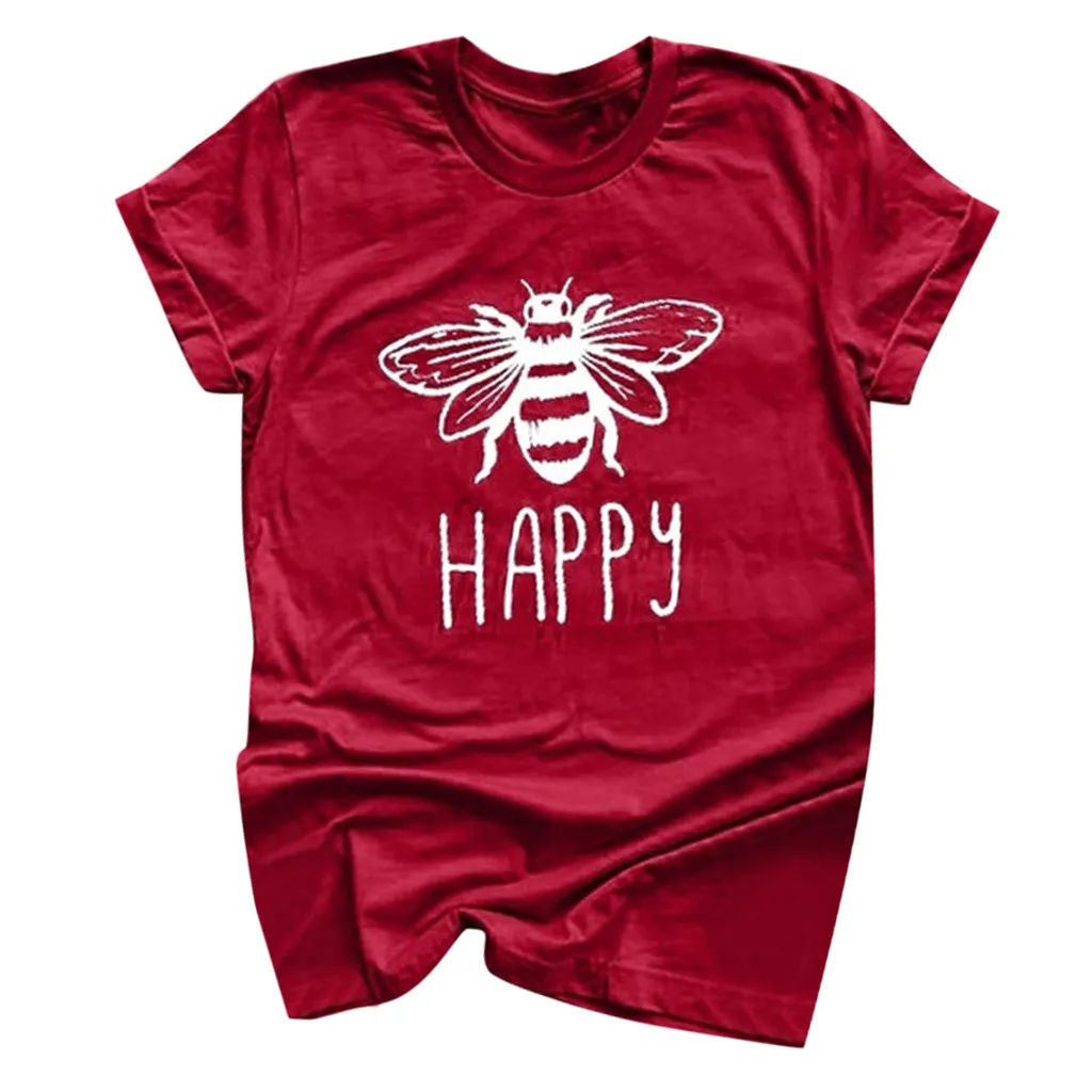 Happpy пчелы растение больше деревьев чистые моря печати футболки женские короткий рукав размера плюс Топы Повседневная Хлопковая мужская футболка Vegan Топы 5XL - Цвет: Красный