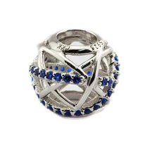 DIY Подходит Пандора шармы браслеты в виде Галактики, ажурная бусины с синим кубическим цирконием стерлингового серебра 925 пробы-ювелирные изделия